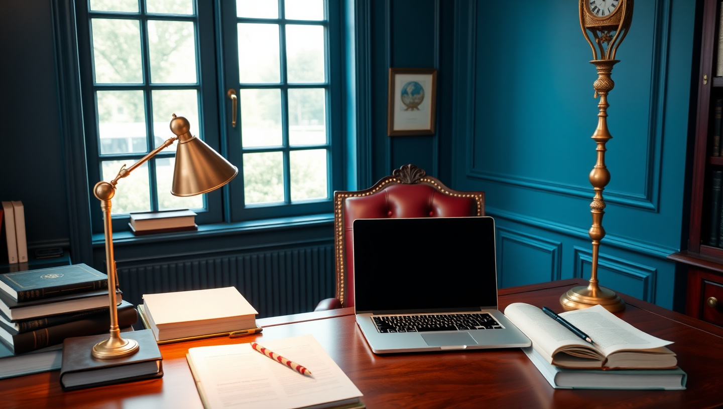 Area di lavoro business con documenti e computer